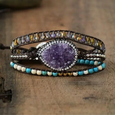 Amethyst Druzy Wrap Bracelet-Your Soul Place